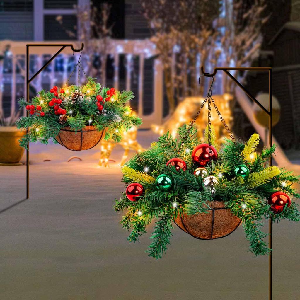 Cross-border Artificial Christmas Hanging Basket Wreath Holiday Decoration
