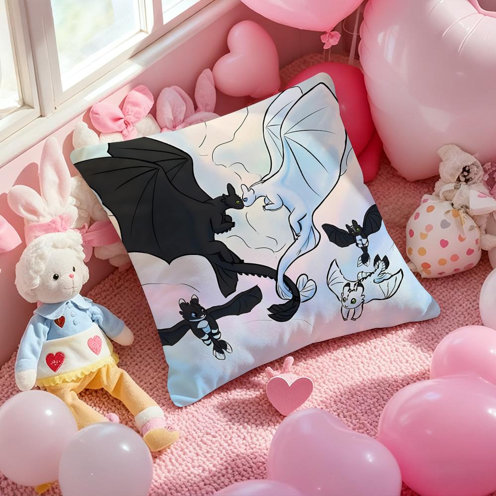 Black and White Dragon Love Heart Cushion Cover Pattern Printed Pillowcase for Living Room Sofa Cushion Cover & Bedroom Decor