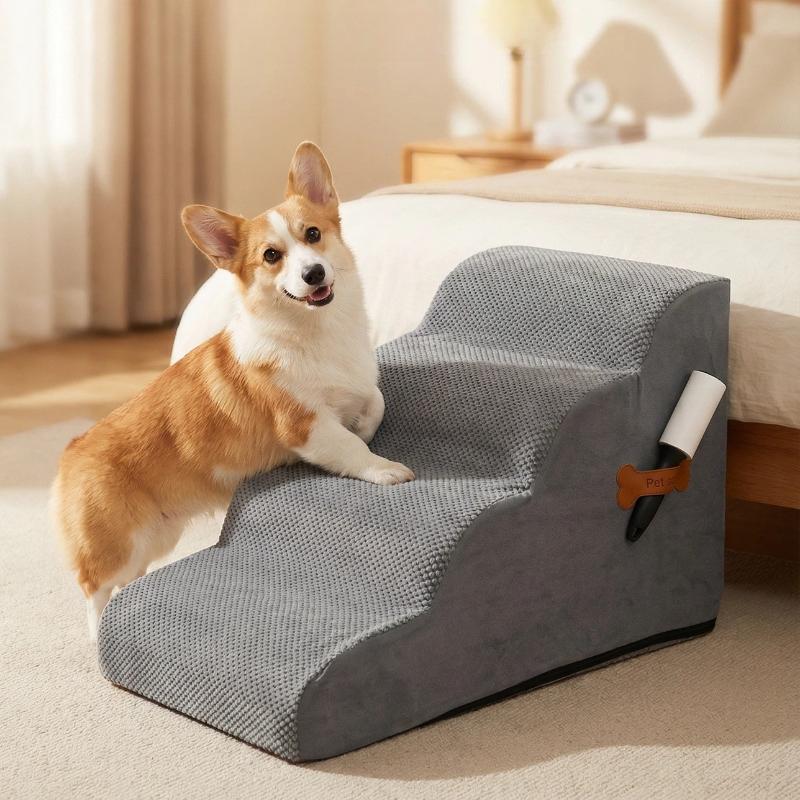 2-4 Pet Stairs for Dogs Washable Non Slip Dog Steps Ramp for Elderly Injured Pets Soft Foam Climbing Ladder Pet Stairs for Dogs
