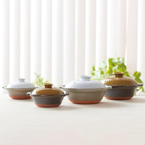 Banko Ware Earthenware Pot, No. 8, Serves 2-3, Medium, 1500ml, Microwave, Oven, and Direct Heat Safe, CLEA AKARI (Brown), Made in Japan, Product Numbe