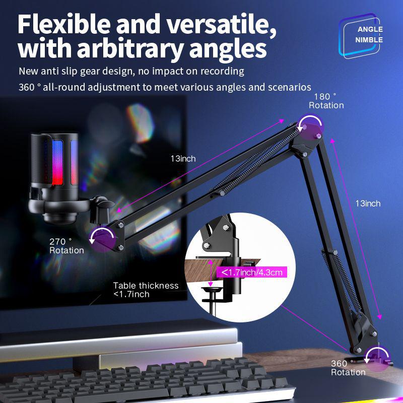 RGB USB Condenser Microphone ME6S: Live Streaming & Gaming Esports Mic
