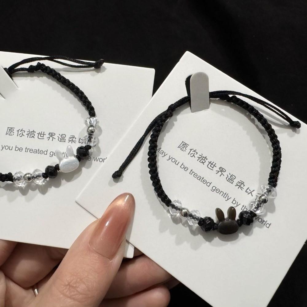 Moonstone Obsidian Couple Bracelet Minimalist Design Cat Bracelet  Couple Wear