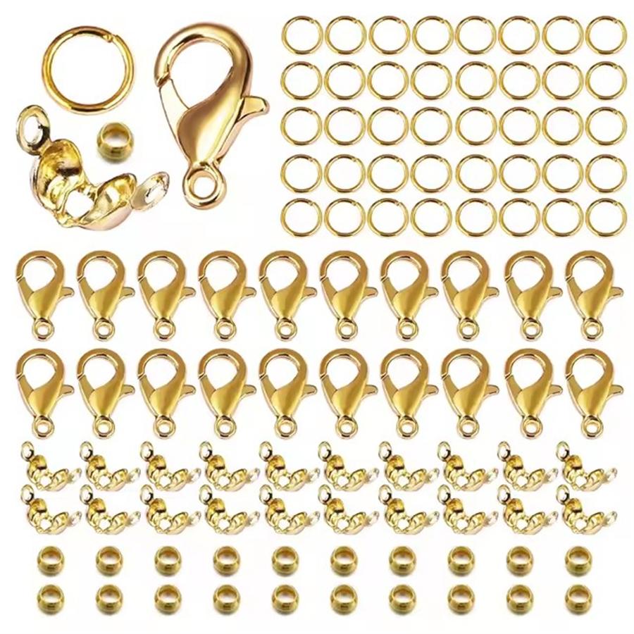 170Pcs/Set Lobster Clasp Jump Rings Connector Clasp Crimp End Beads For Bracelet Necklace Chains DIY Jewelry Making Accessories Set