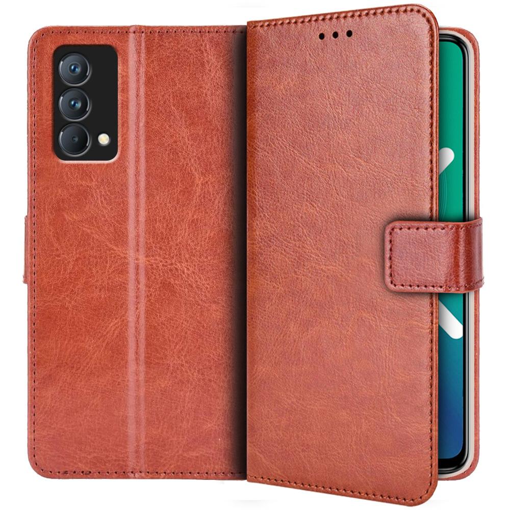 Custodia a portafoglio flip Realme GT Master Crazy Horse, Marrone