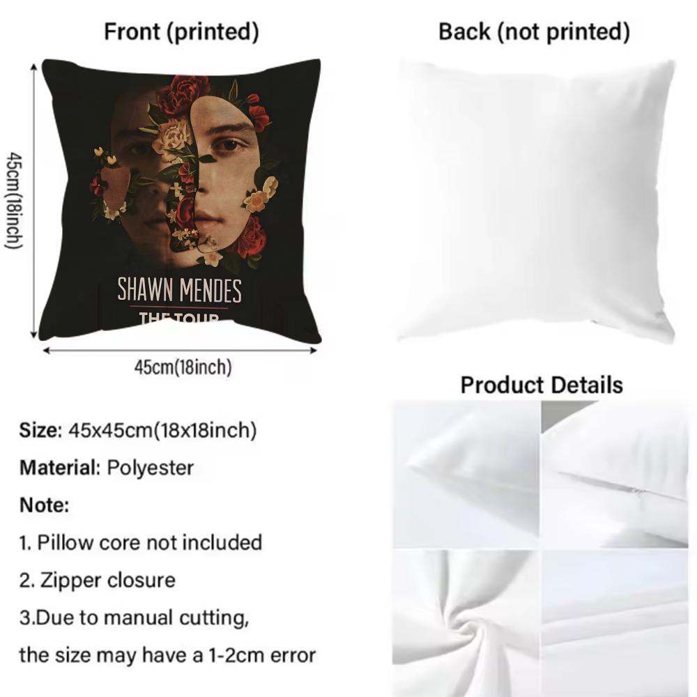 Singer Shawn Mendes Shawn Cushion Cover Reversible Plush Pillow Cover – For car, sofa, bedroom, perfect as a gift.