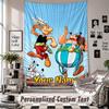 Wall Hanging Tapestry With Custom Name & Text, Asterix & Obelix Decorative Tapestry For Bedroom