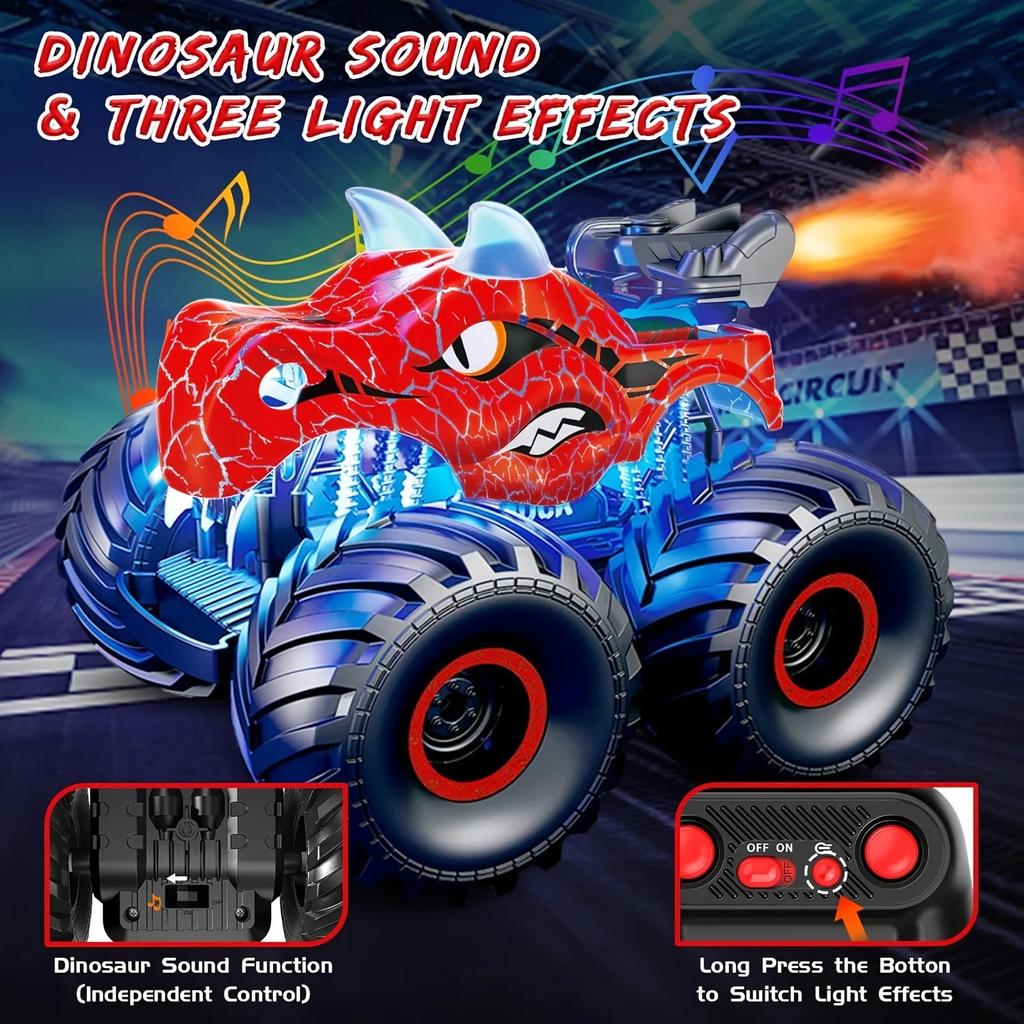 RC Car 2.4G Dinosaur Spray Off-road Stunt Rock Climbing Car Lighting Simulation Remote Control Cars Kids Toy for Boys Gift