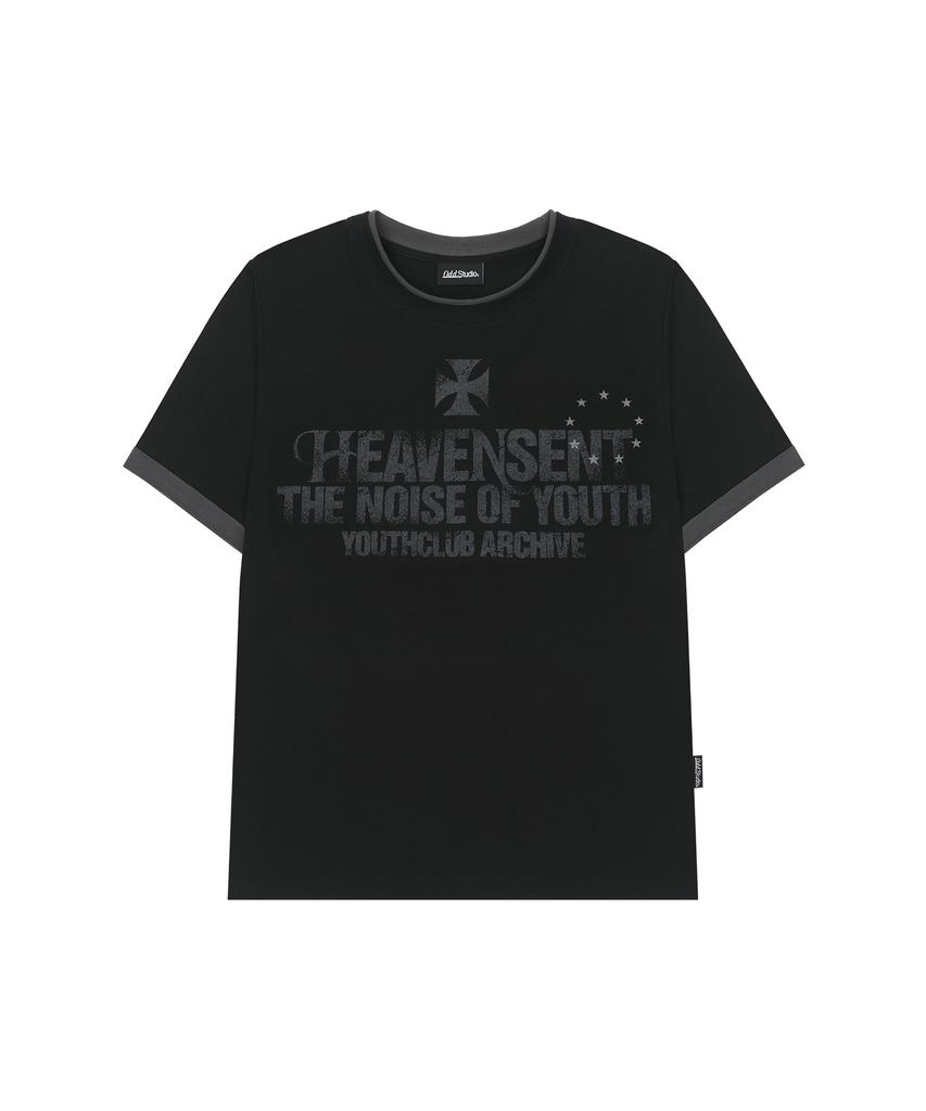 ODDSTUDIO Heaven Scent Color Layered Roll-Up T-Shirt - Black