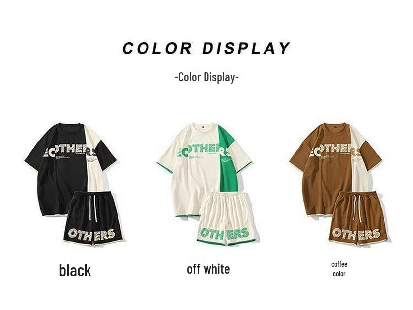 Trendy Short-Sleeve Waffle T-Shirt & Casual Sports Set for Teen Boys