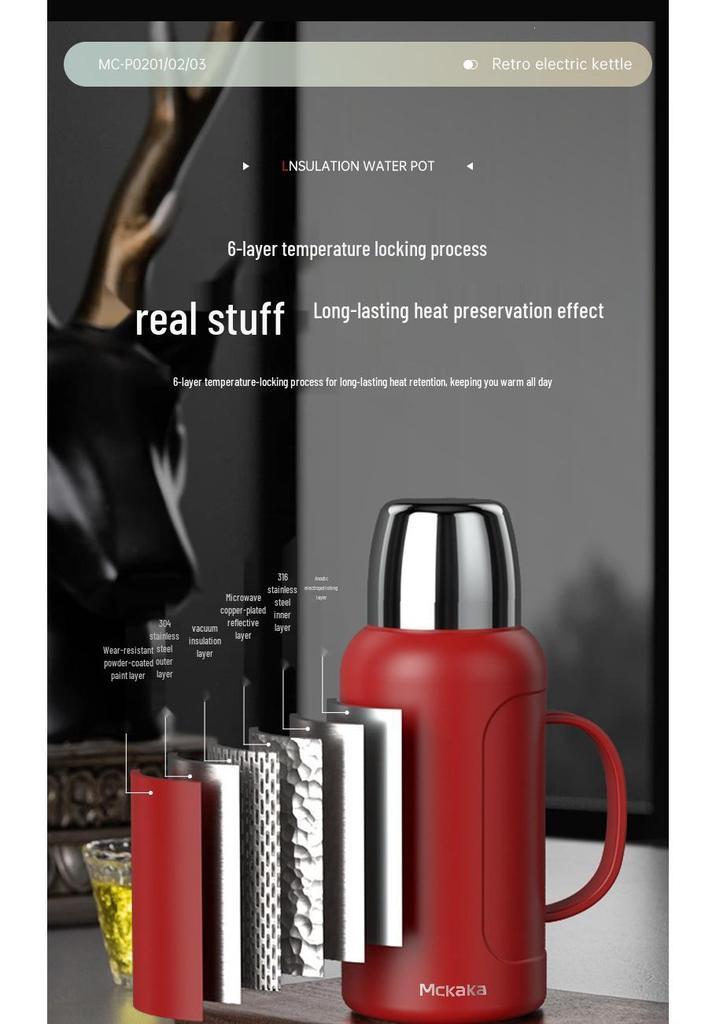 Mckaka 316L Stainless Steel Insulated Thermos - Large Capacity Double Wall Vacuum Cup for Home and Outdoor Use