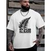 European Sizes Men'S All Blacks Pattern T-Shirt - Red Fern Design, Breathable And Loose Fit, Suitable for Rugby Fans' Summer Sports