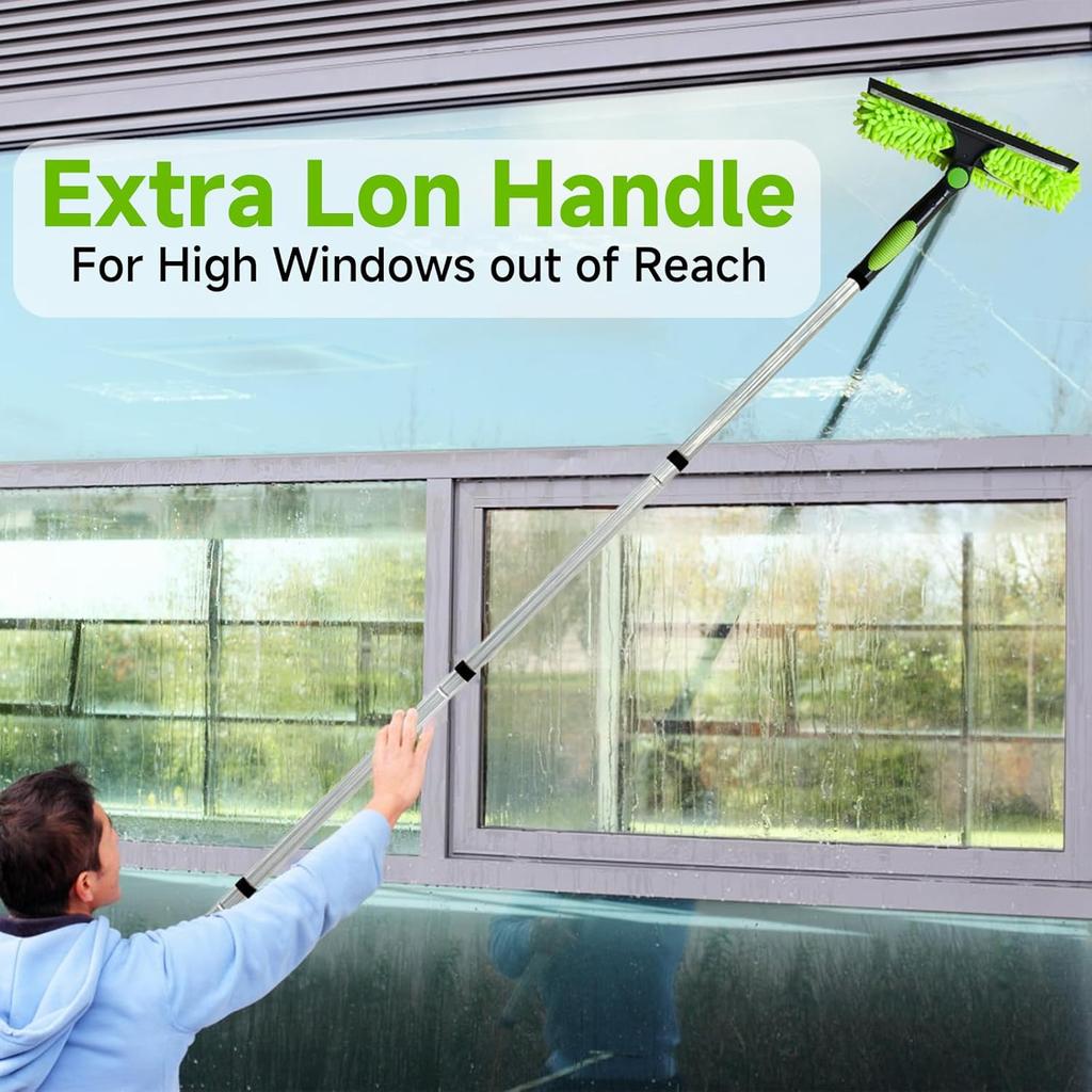 Professionelles Fensterabzieher-Reinigerwerkzeug mit Verlängerungsstange, Abzieher für Fensterreinigungsset mit Schwamm und drehbarem Kopf, Fensterreiniger für Auto