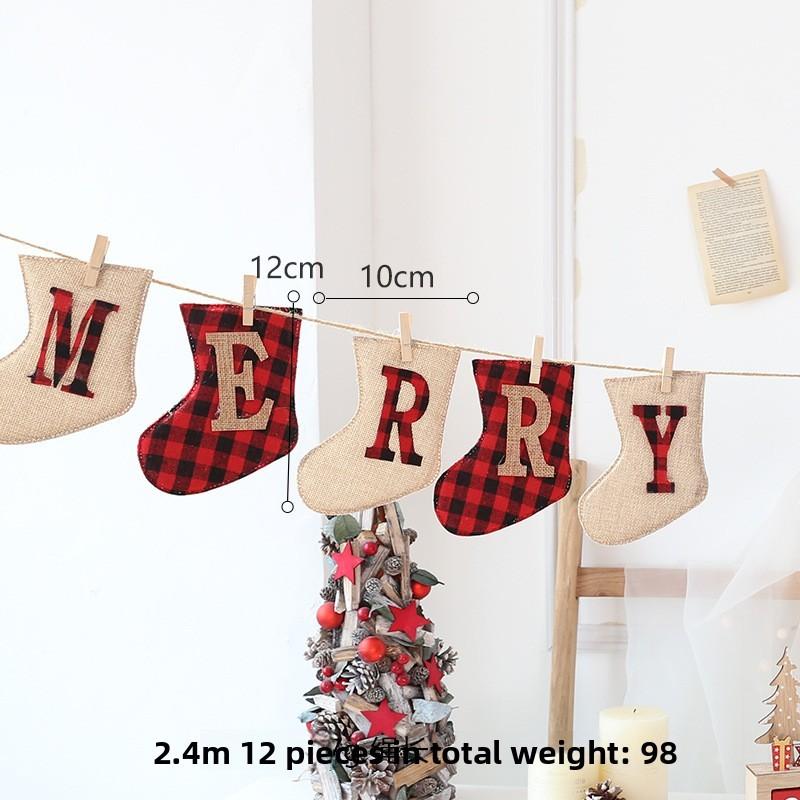 Christmas Banner Garlands With Glove And Sock Design For Holiday Party Decor