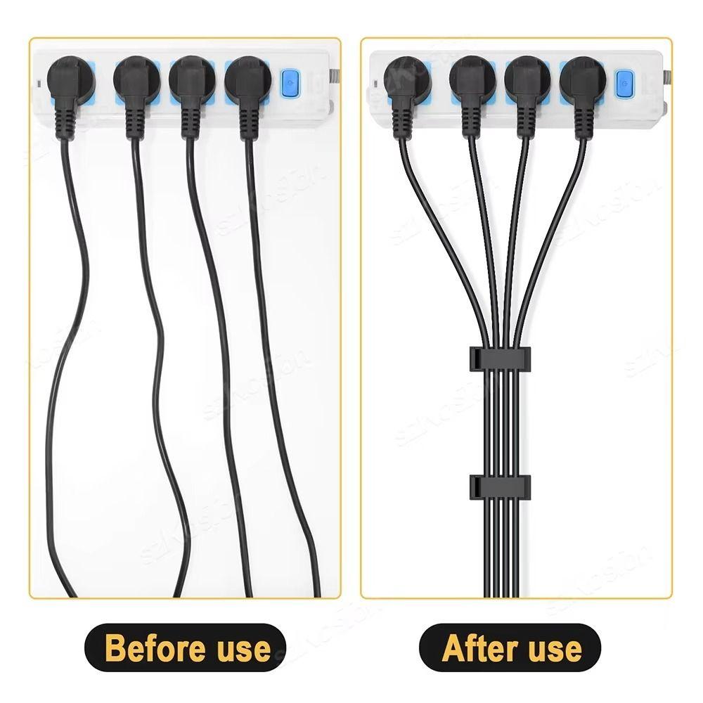Self-adhesive Cable Clamp Black White Cord Winder Cord Manager Wire Clips Desk Home Office