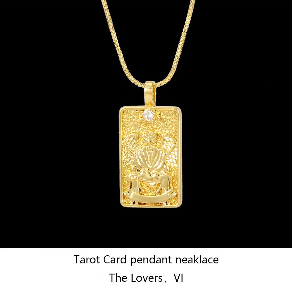 Nordic Solomon Tarot Card Necklace: Trendy Punk Hip Hop Style with Diamond Square Choker for Men and Women
