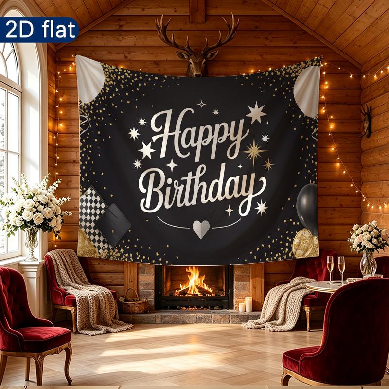 Party Backdrop Happy Birthday Birthday Stars Balloon Black Photo Booth Background Front Door Decor