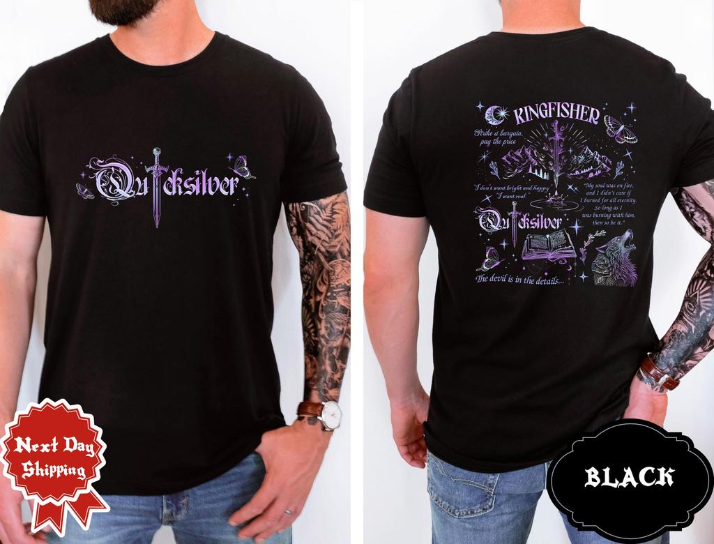 Kingfisher Quicksilver Book Inspired Shirt Fantasy Sword Moon Wolf Butterfly Witchy Quote Tee Gothic Dark Academia Gift