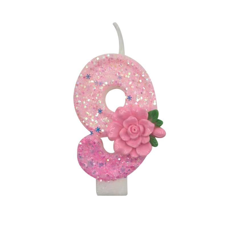 Pink Rose Digital Candle Wax Holder Design Clean Hygienic Fashion Novel Shape Birthday Party Decoration Supplies