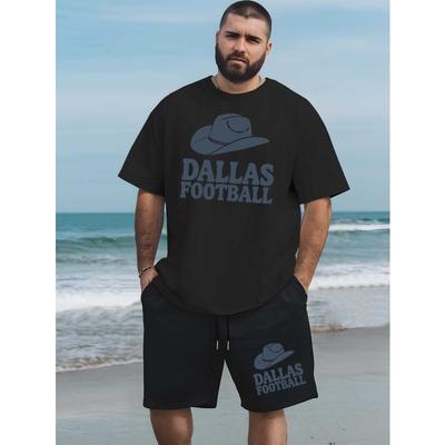 European Size Dallas Football Men's Latest Trendy Short-sleeved T-shirts Summer Fashion Print European and American Men Casual Sports Loose T-shirts