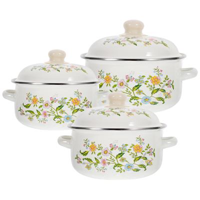Set di 3 Pentole Smaltate con Manico Casseruola Piccola per Cucinare Salse Pentola per Zuppa Lattiera Pentolame Antiaderente Cucina Fornello per Noodles Istantanei