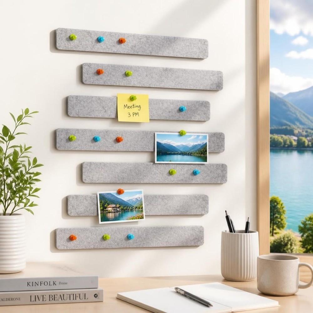 8PCS Polyester Fiber Bulletin Board Strip Adhesive Tabs Included Wall Decor Sticker Home Office