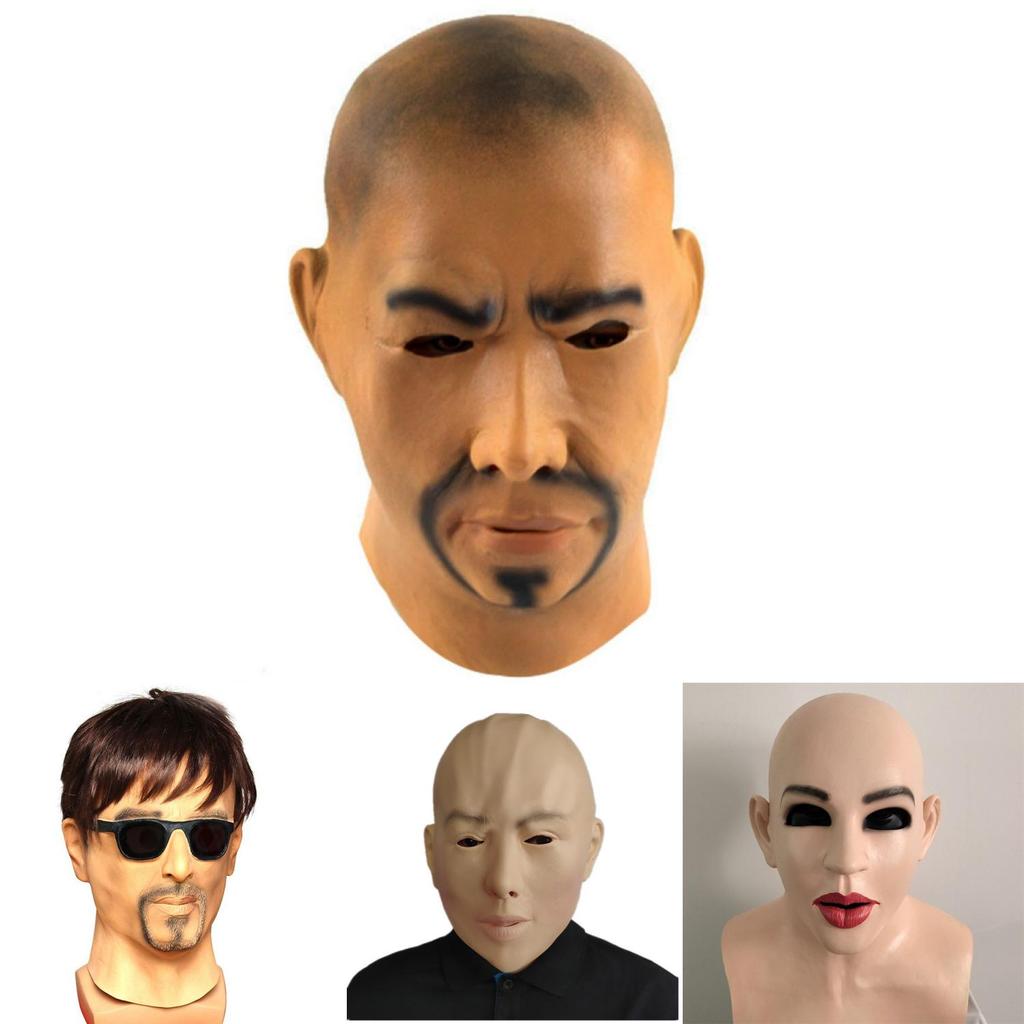 Cartoon Inspired Latex Mask For Men With Sunglasses And Hairy Beard Design
