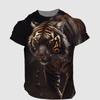 Overdimensjonert T-skjorte for menn 3D Tiger Print T-skjorter Topper Sommer Uformell T-skjorte med dyremønster Streetwear Quick Dry Moteklær