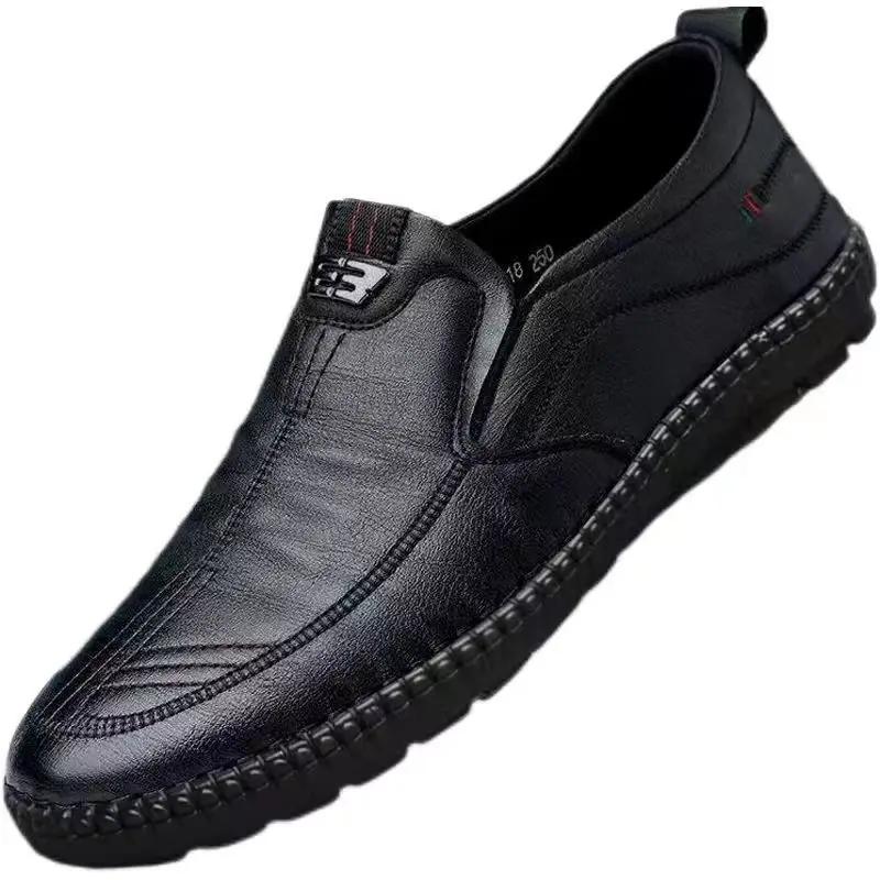 Mens Leather Loafers Non Slip Walking Flats Breathable Outdoor Slip On Casual Shoes for Male Work Office Driving Sneakers2