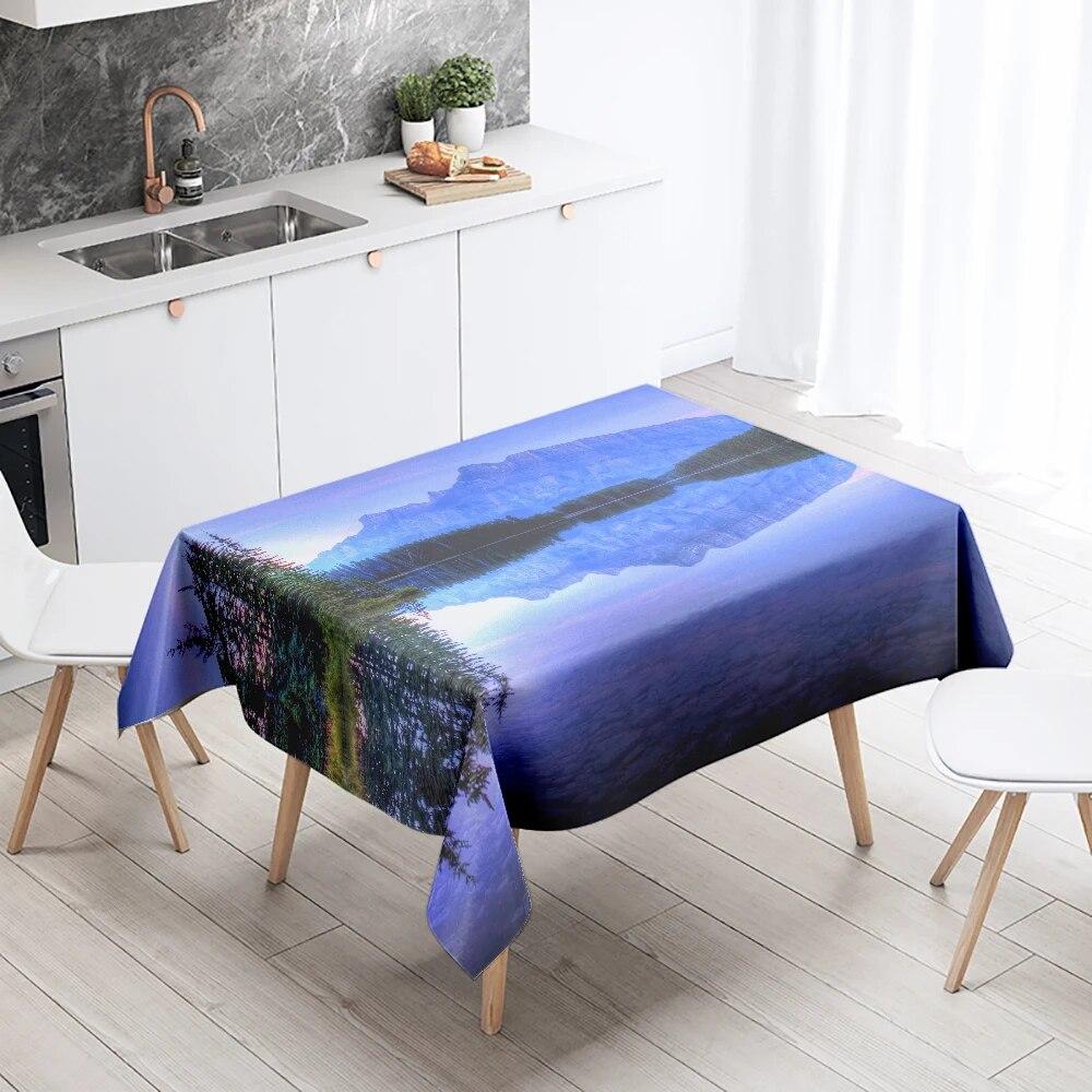 Natural Scenery Tablecloth Landscape  Anti-fouling Waterproof Rectangular Kitchen Dining Table Home Decoration