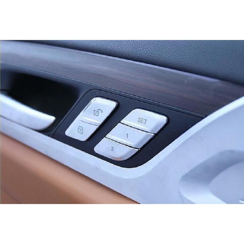 Matte Silver Door Buckle+Seat For BMW 5 Series G30 Switch Sticker Memory Button