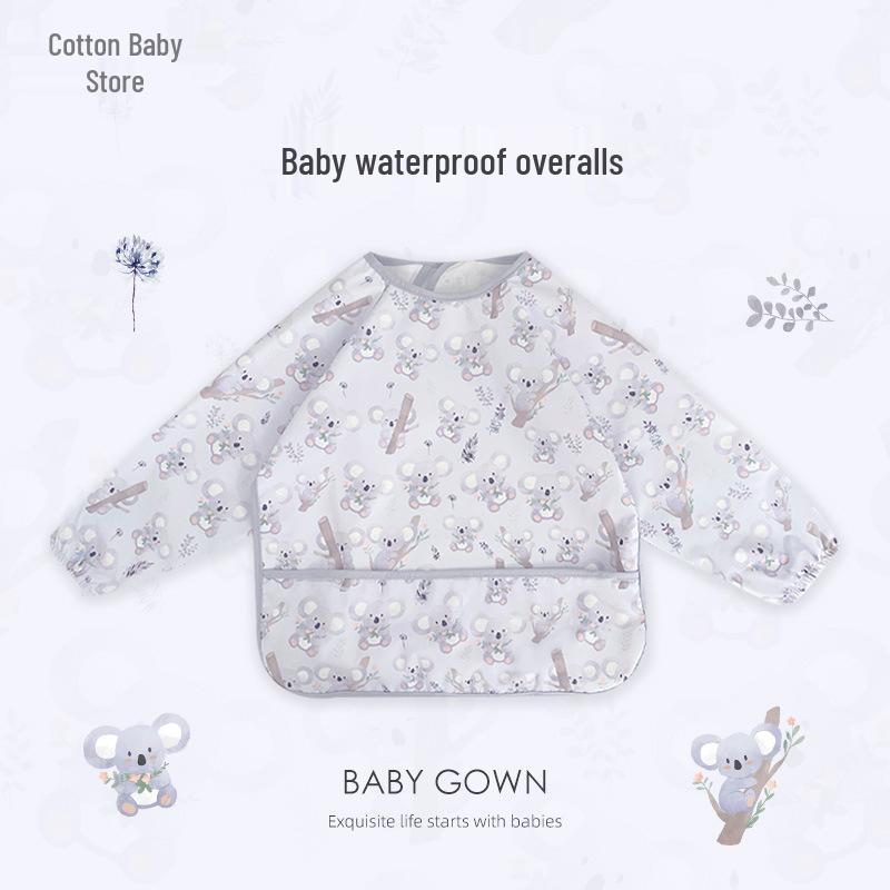 Waterproof Long Sleeve Baby Bib - Oil-Proof, Cotton Coverall for All Seasons.