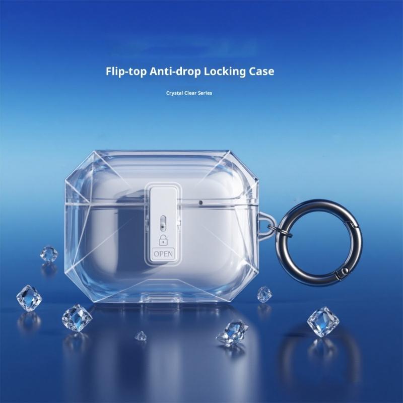 Clear Protective Case For Pods Pro3 Secure Lock Design Includes Keychain Set Easy Cleaning