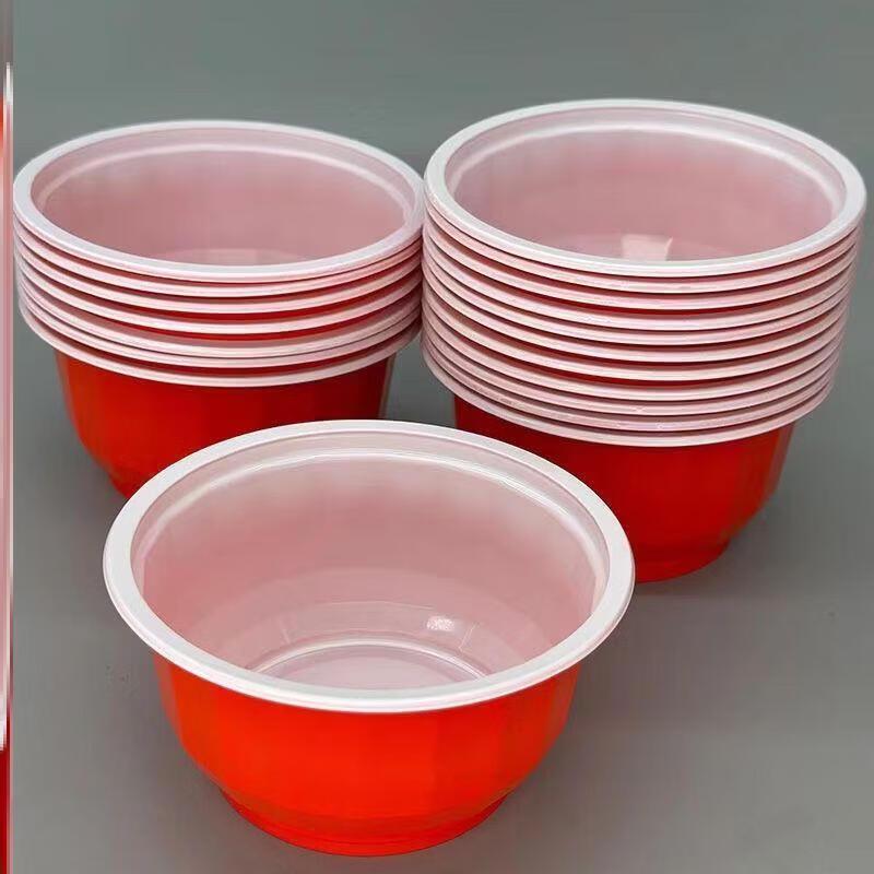 Disposable Red Plastic Bowls, 100-Pack
