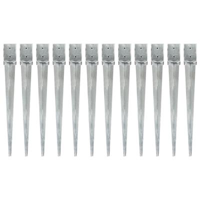 Vidaxl Ground Pegs, 12 Pcs., Silver, 10X10X91 Cm, Steel