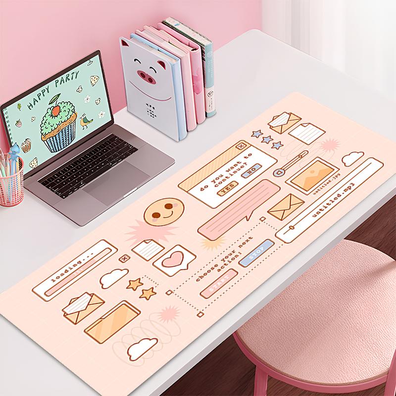 Desk Mat Cute Mousepad Anime Aesthetic Mouse Pad Cute Grid Pink Vaporwave XXL Gaming Deskmat X Kawaii Manga Mice Mat Soft