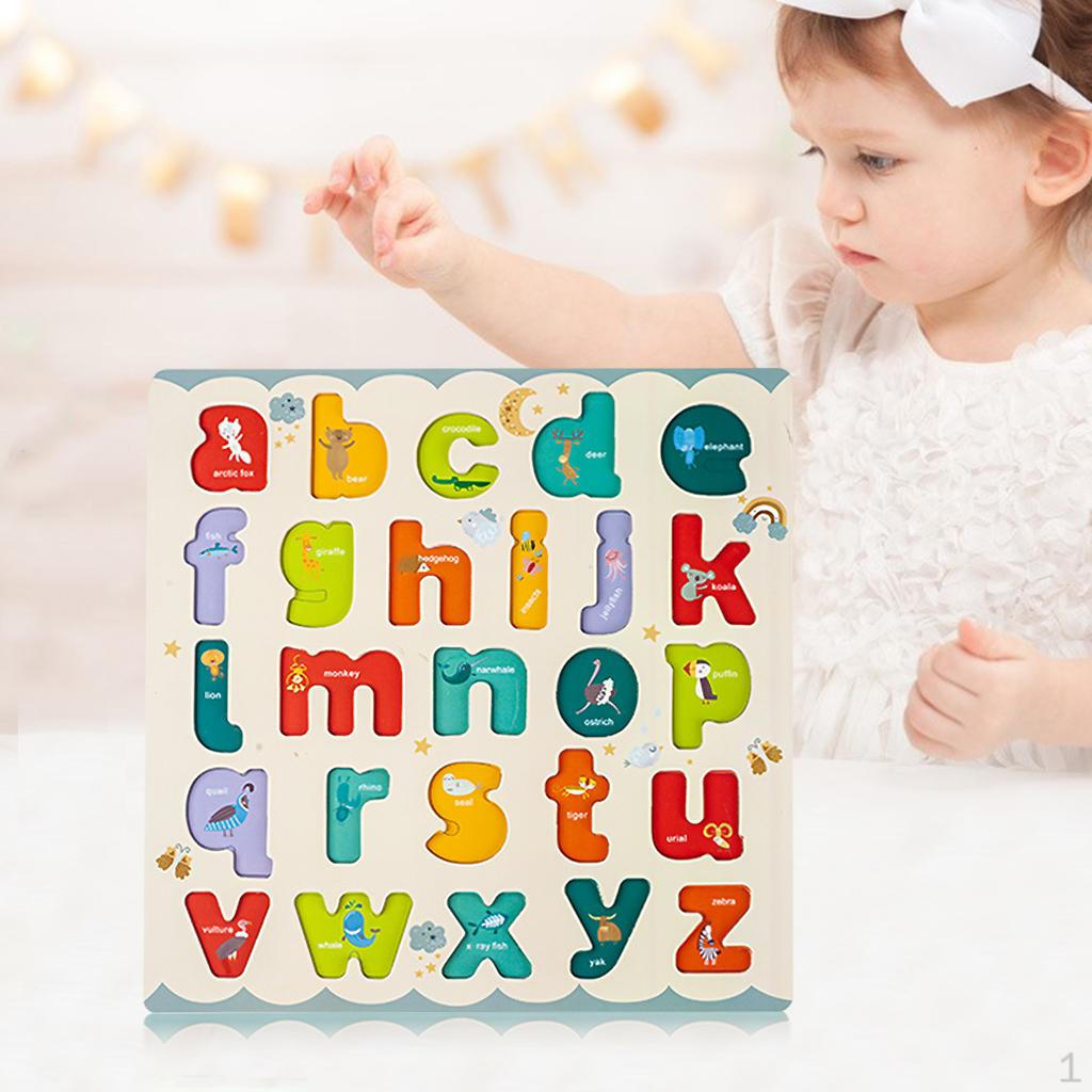 Wood Chunky Jigsaw Matching Game for Activity Toys Kids lowercase letter