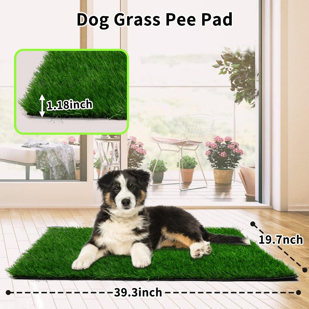 PICK FOR LIFE Dog Grass Pad X Inch Strong Absorbent Soft Real Grass Pet Potty Training Easy To Clean Artificial Grass for Dogs Indoor and Outdoor 39.4