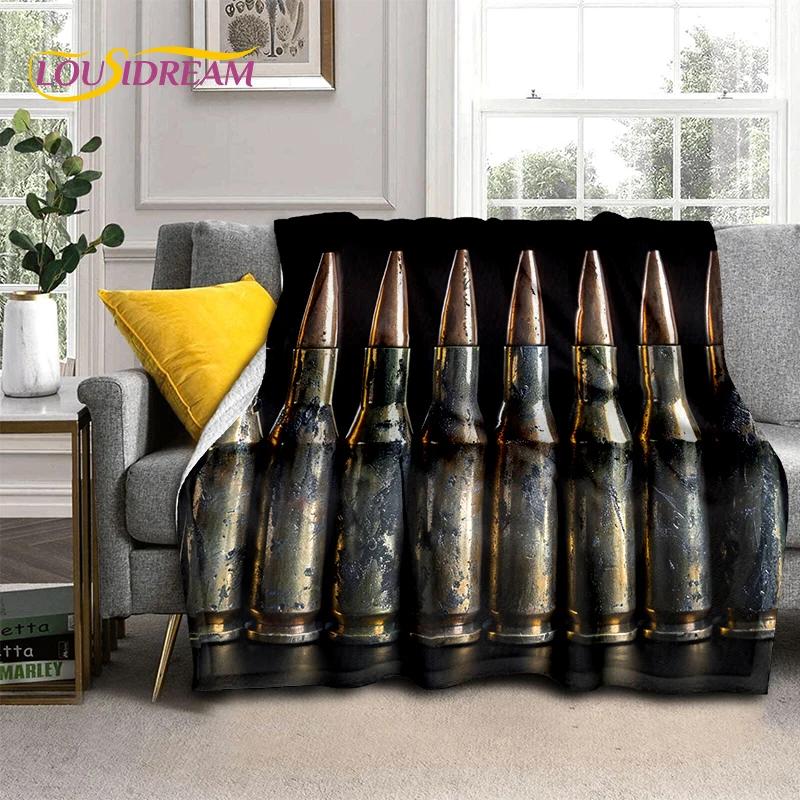 29 Style Retro Guns Pistol Ammunition Bullet Cartridge AK M4 Soft Flannel Blankets,Throw Blanket for Picnic Beds Sofa Bedroom
