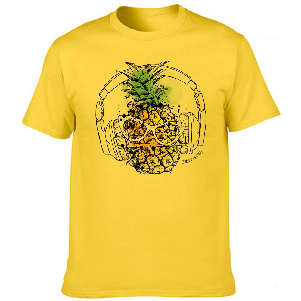 Men Clothes Pineapple Pizza Fruit Printed Funny Aesthetic Shirt Leisure Short Sleeve O Neck T