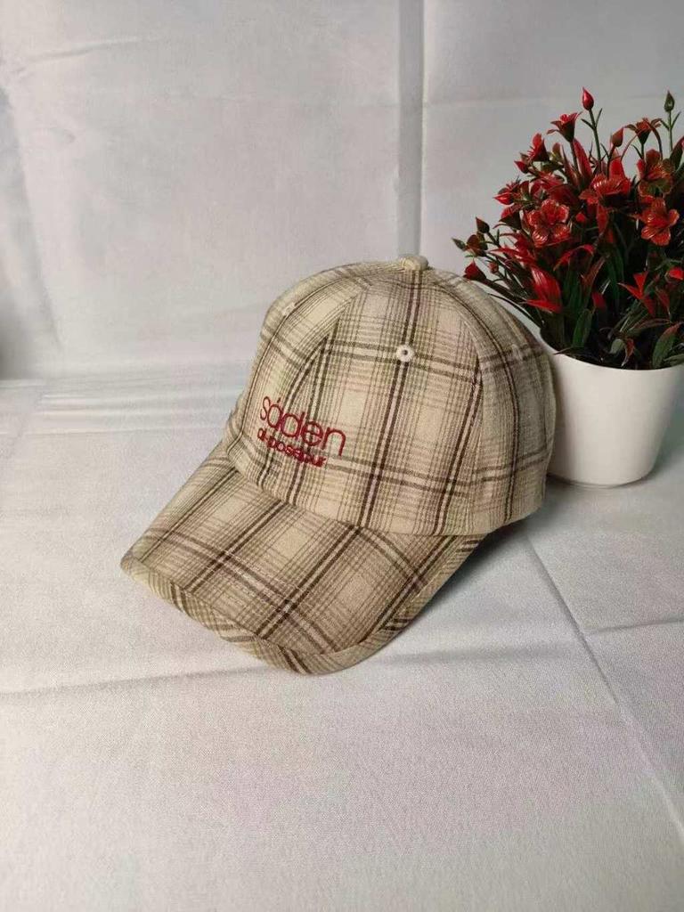 Plaid Soden Baseball Cap With Breathable Linen And Wide Brim For Summer Sun Protection