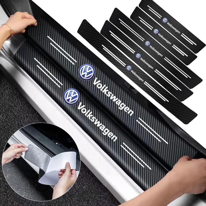 rsq1 New Car Door Sill Plate Sticker Anti-scratch Strip Trunk Protection Decals For VW Beetle Polo Touran Golf Passat Bora Jetta