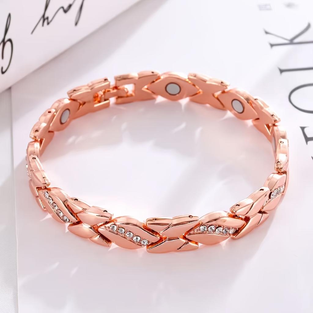 Bracelet Magnétique Feuille pour Femme Feuille Brossée Personnalité Créative Bracelet Généreux