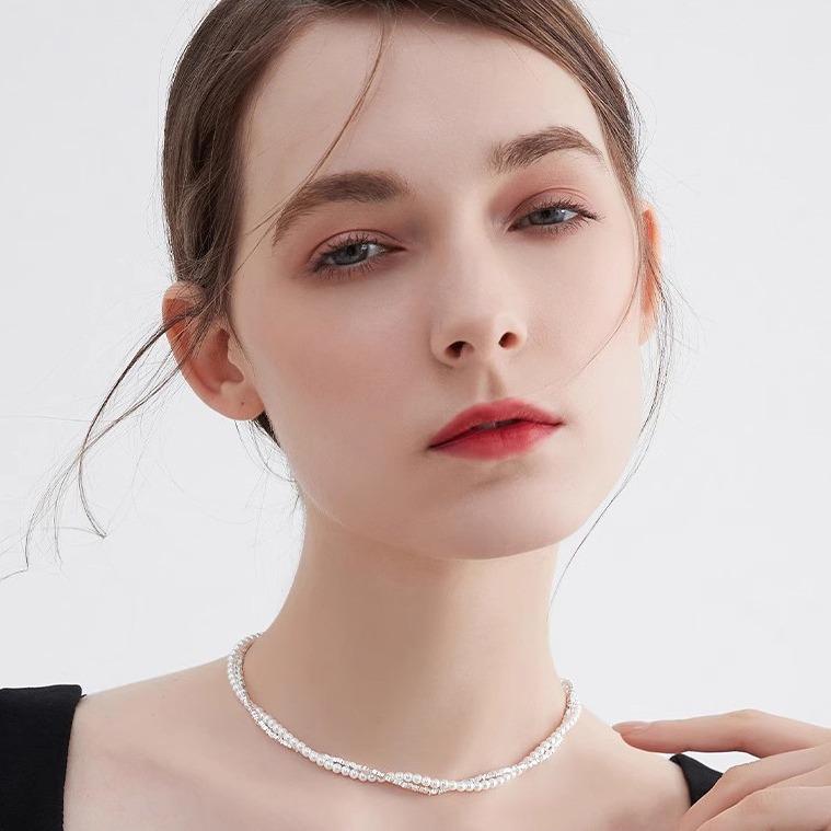 Shijiabei Bead Broken Silver Necklace New Popular Plain Chain Delicate Neck Chain Collarbone Chain