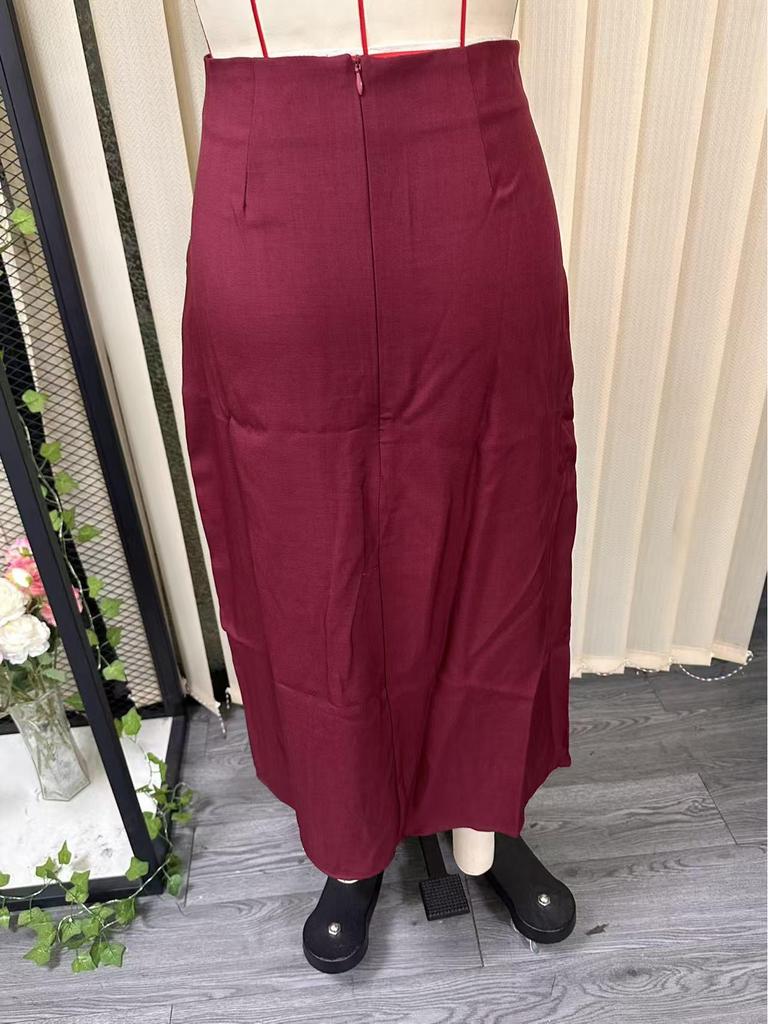 Nouvelle jupe rétro sexy ajustée à taille haute fendue pour femme Printemps-Été