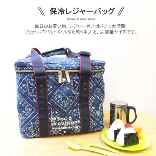 AtFirst Soft Cooler Bag, Insulated Leisure Bag, Foldable, Bandana Finish, Navy, AF6271