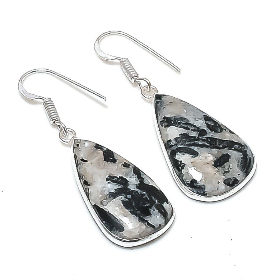 Натуральный камень амфибол драгоценный камень ювелирное изделие из стерлингового серебра 925 пробы серьга 1,81 AEE-10992