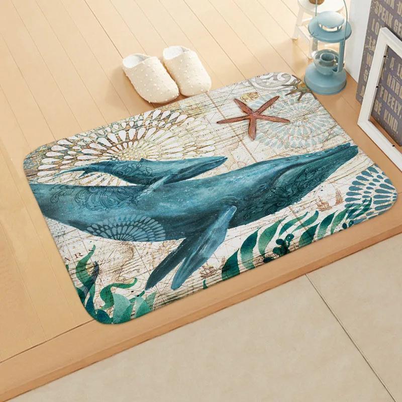 Ocean Life Design Floor Mat - Vibrant Sea Creatures for Bathrooms, Living Rooms, Entrances, Perfect Coastal Addition