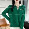 Women's Loose Wool V-Neck Color Block Pullover Sweater - Autumn/Winter Warm Lazy Style