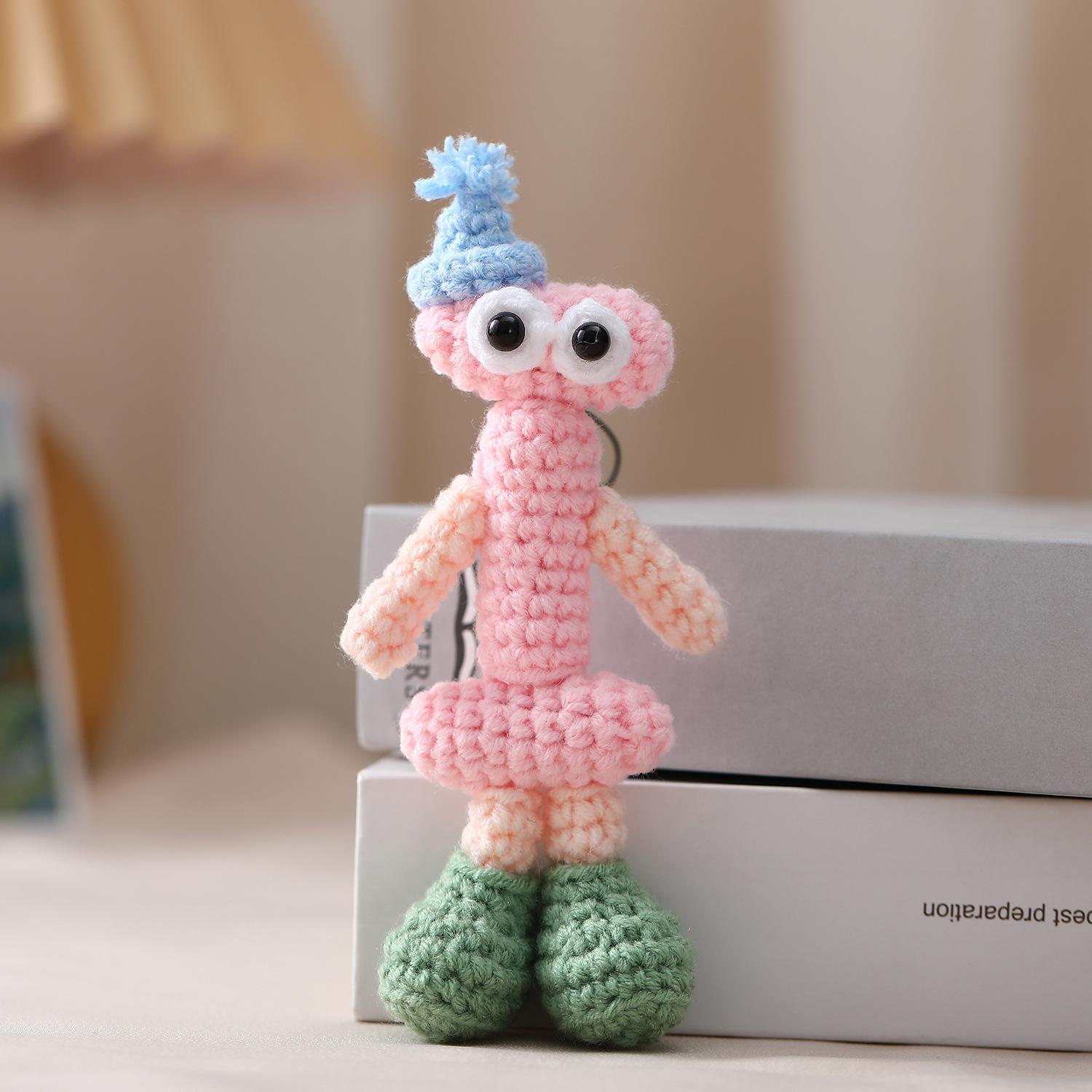 Handmade Crochet Alphabet Keychain, Letter I-Q Knitted Doll Bag Charm,Cute 3D Knitted Letter Pendant, I-Q Alphabet Crochet Keychain