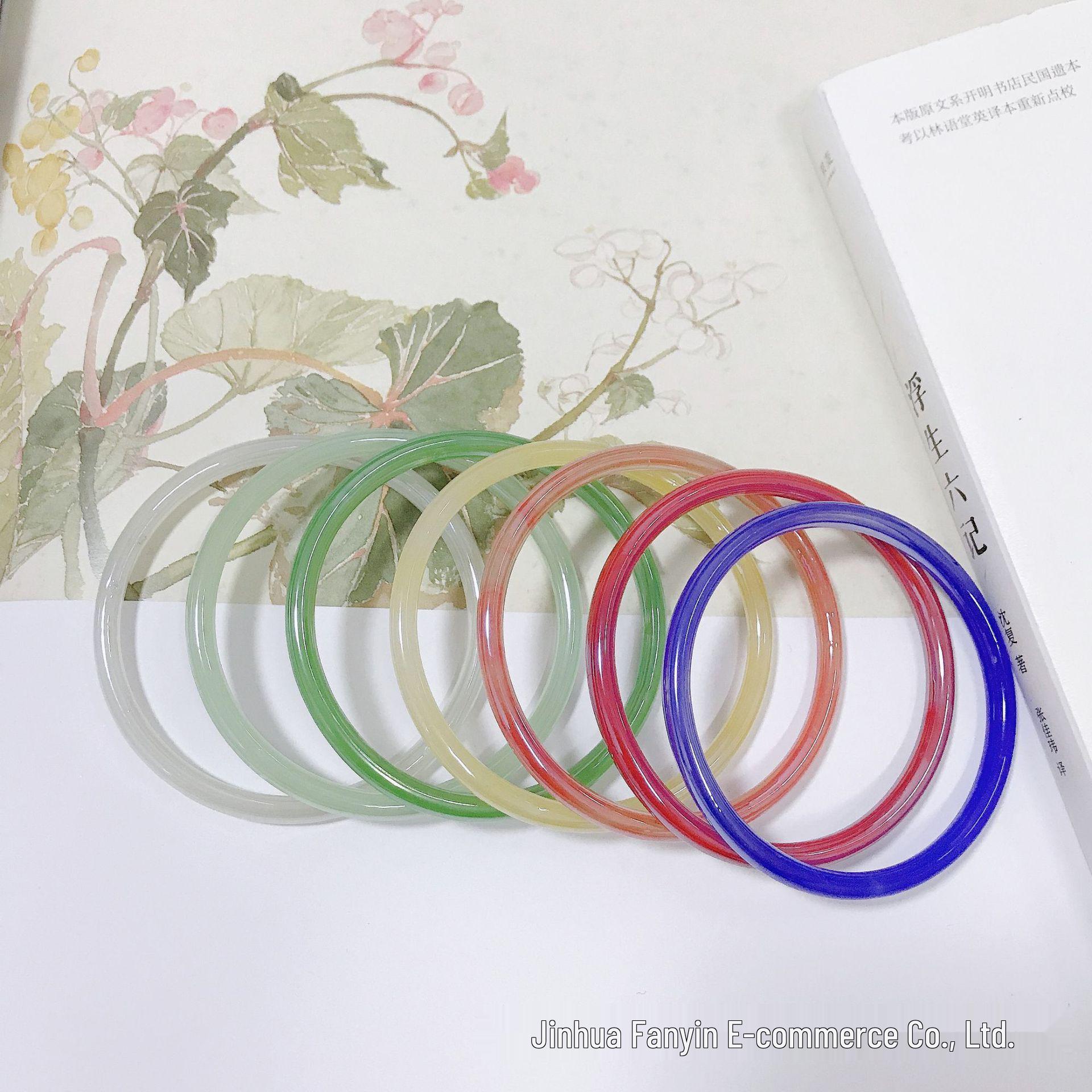 

Imitation Jade Agate Glazed Jingle Bracelets Set
